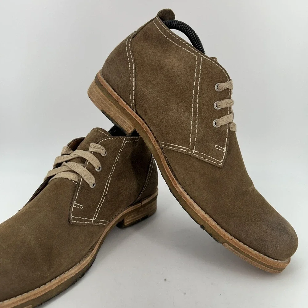 Bed Stu Boots Mens Size 8.5 Brown Suede Chukka Ankle Lace Up Contrast Stitching